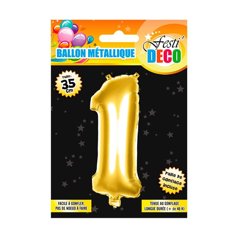 Ballon métallique  doré chiffre 1