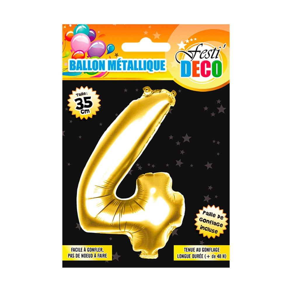 Ballon métallique  doré chiffre 4