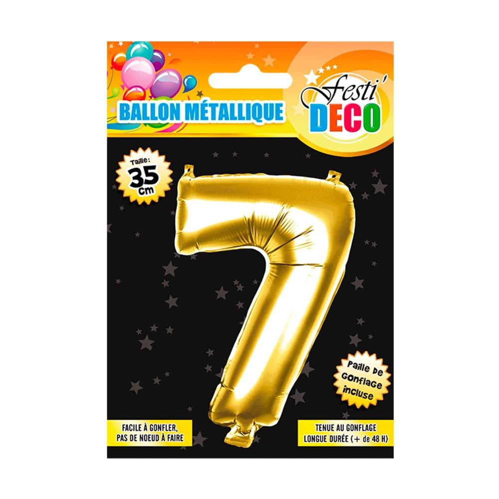 Ballon métallique  doré chiffre 7