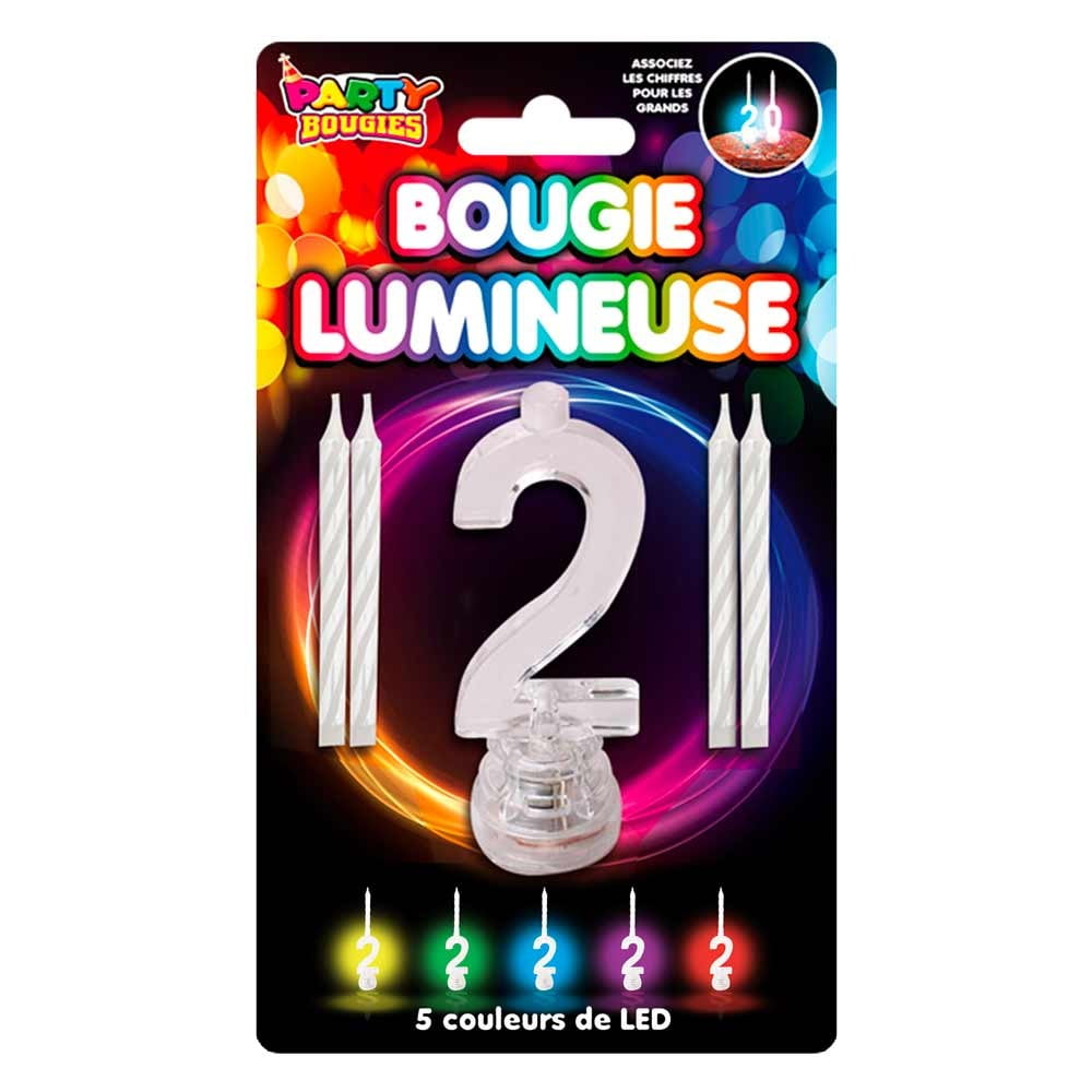 Bougie Lumineuse clignotante chiffre 2