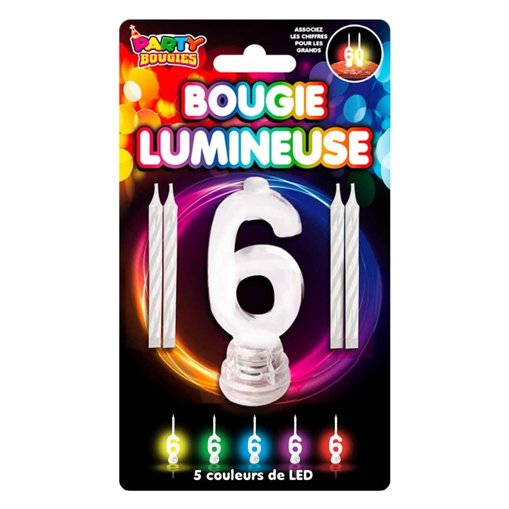 Bougie Lumineuse clignotante chiffre 6
