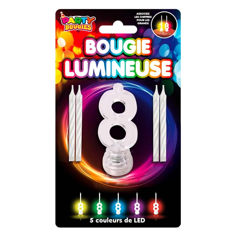 Bougie Lumineuse clignotante chiffre 8