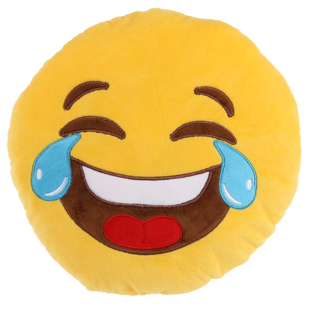 Coussin Emoji jaune pleure de rire