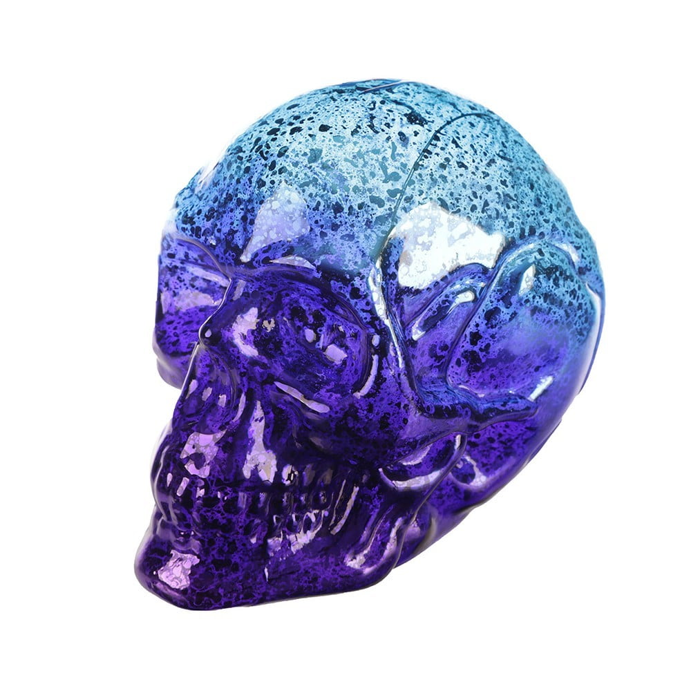 Crâne décoration à led miroir bleu violet