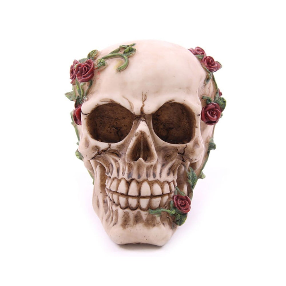 Crâne décoration avec roses autour du crâne