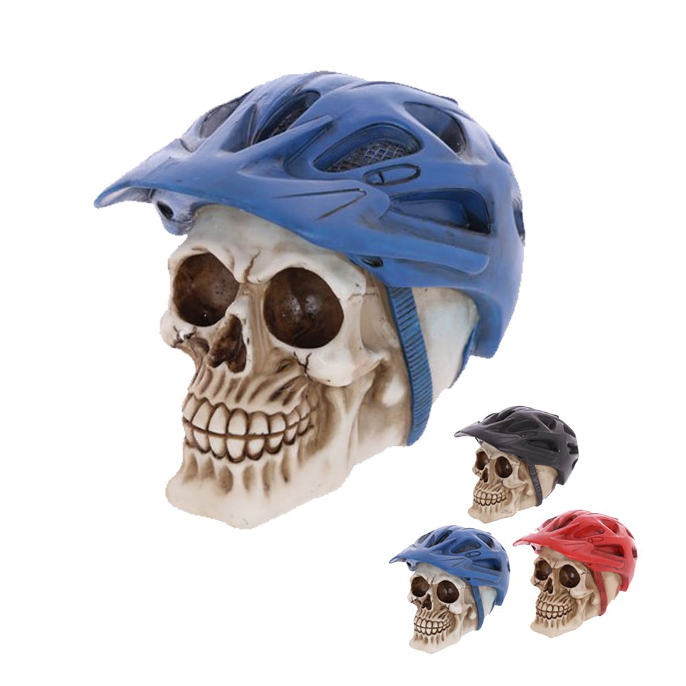 Crâne décoration casque de vélo bleu