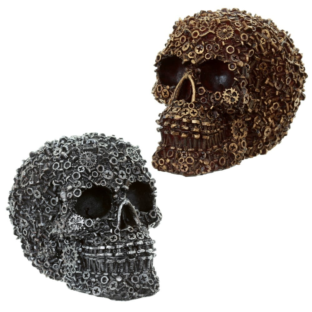 Crâne décoration clous et vis gris