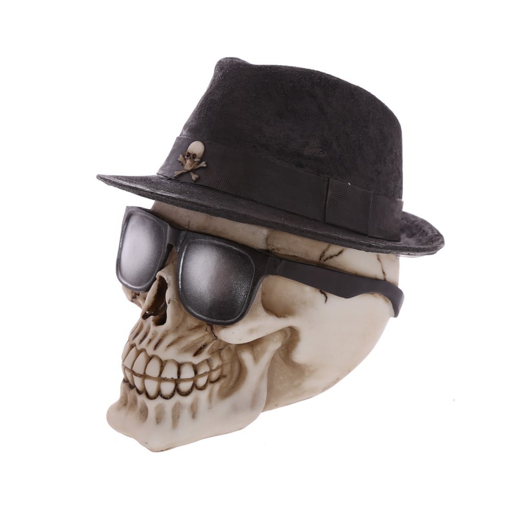 Crâne décoration lunettes chapeau feutre