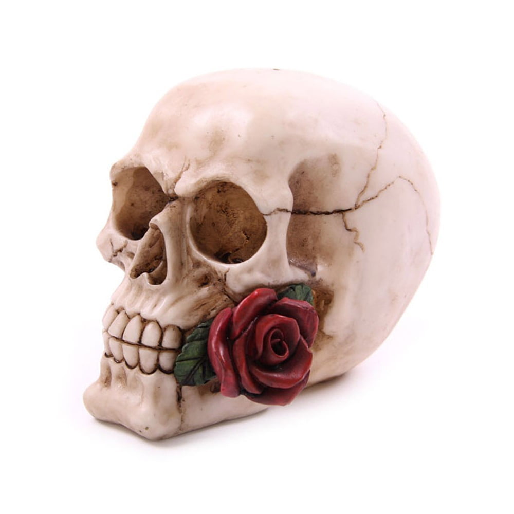 Crâne décoration rose dans la bouche
