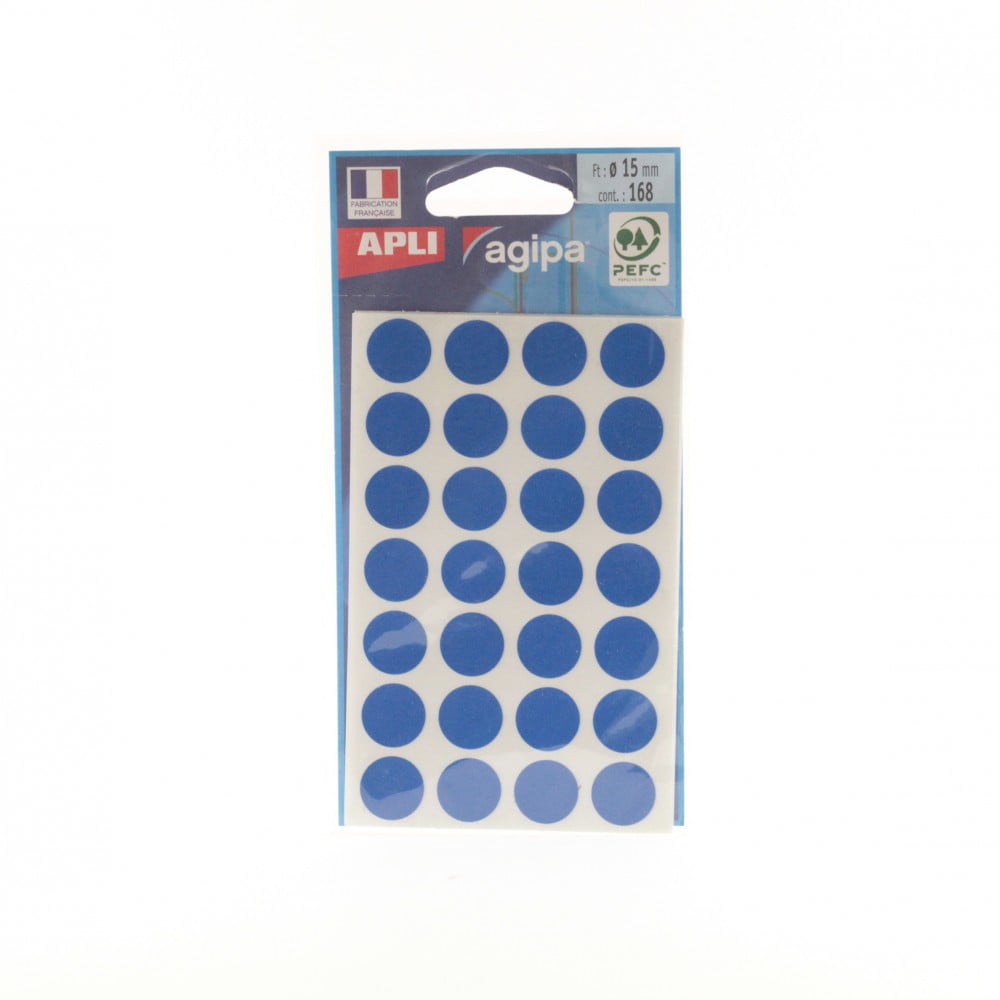 Gommettes rondes 15mm bleues