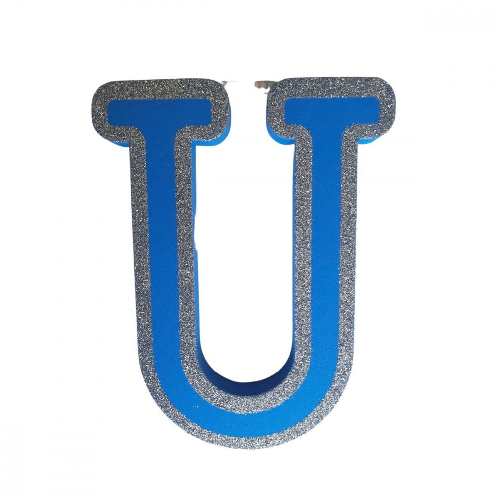 Lettre U adhésive de porte Bleue