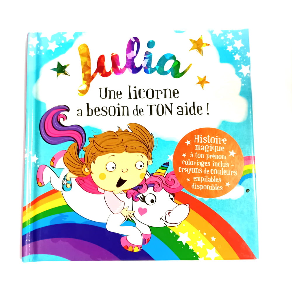 Livre Licorne personnalisé prénom Julia