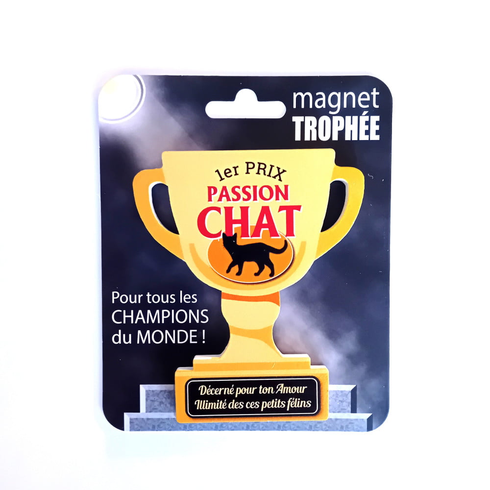 Magnet trophée bois Chat