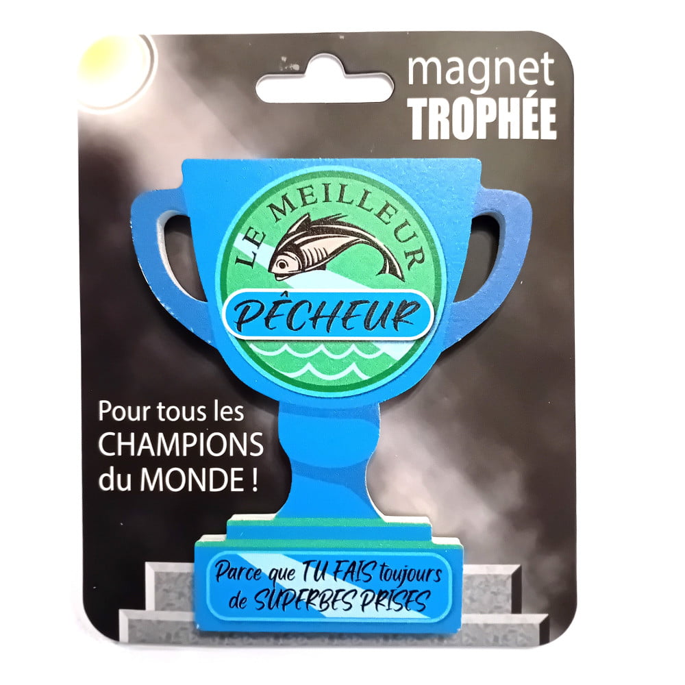 Magnet trophée bois Pêcheur