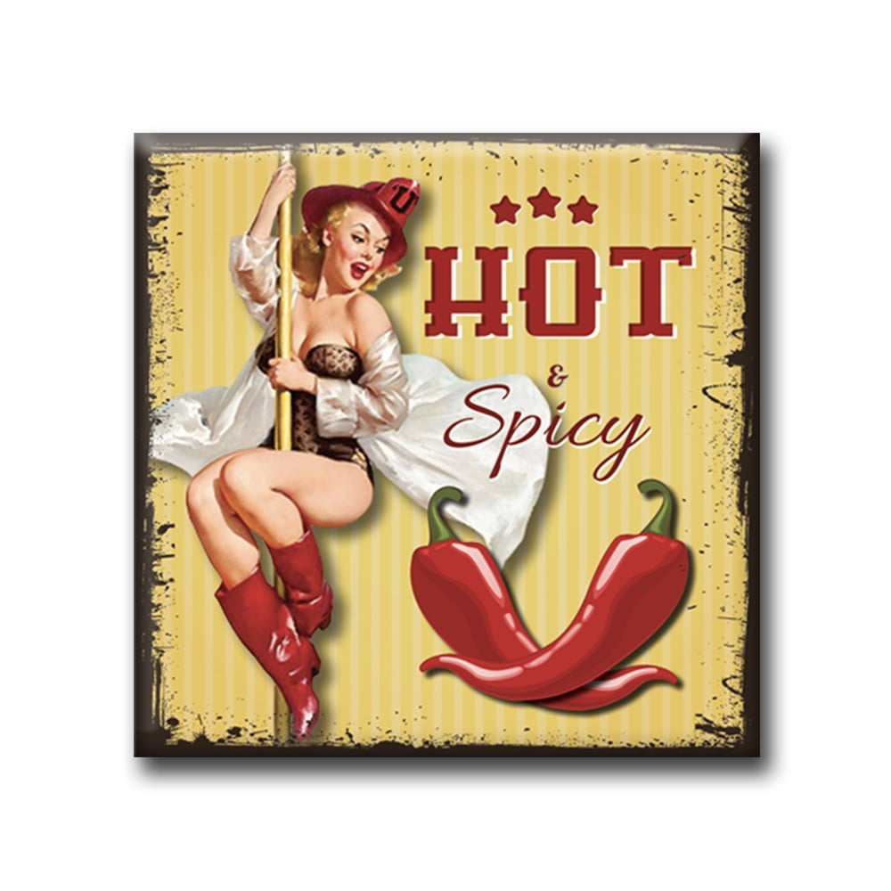 Magnet vintage carré Hot & spicy