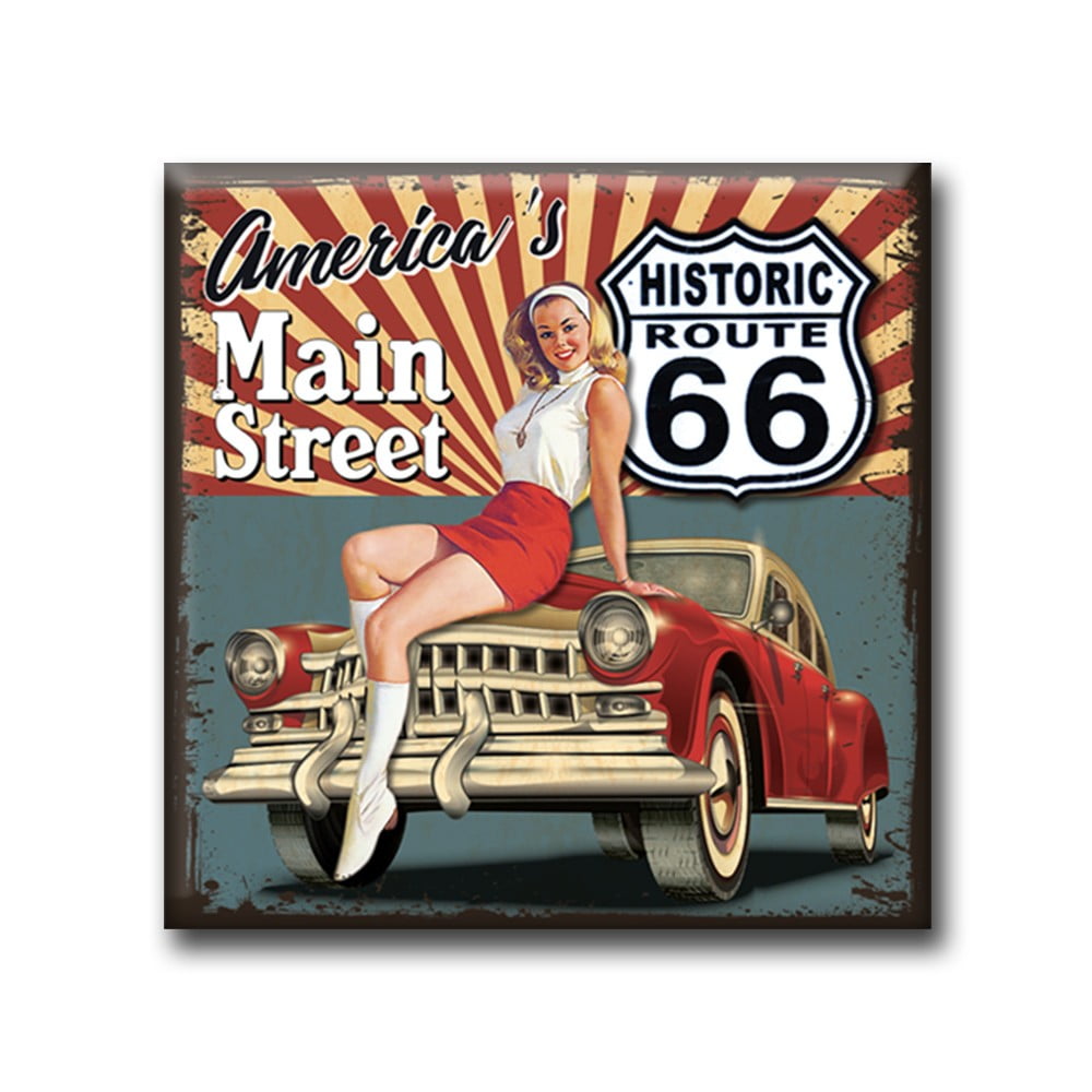 Magnet vintage carré Route 66