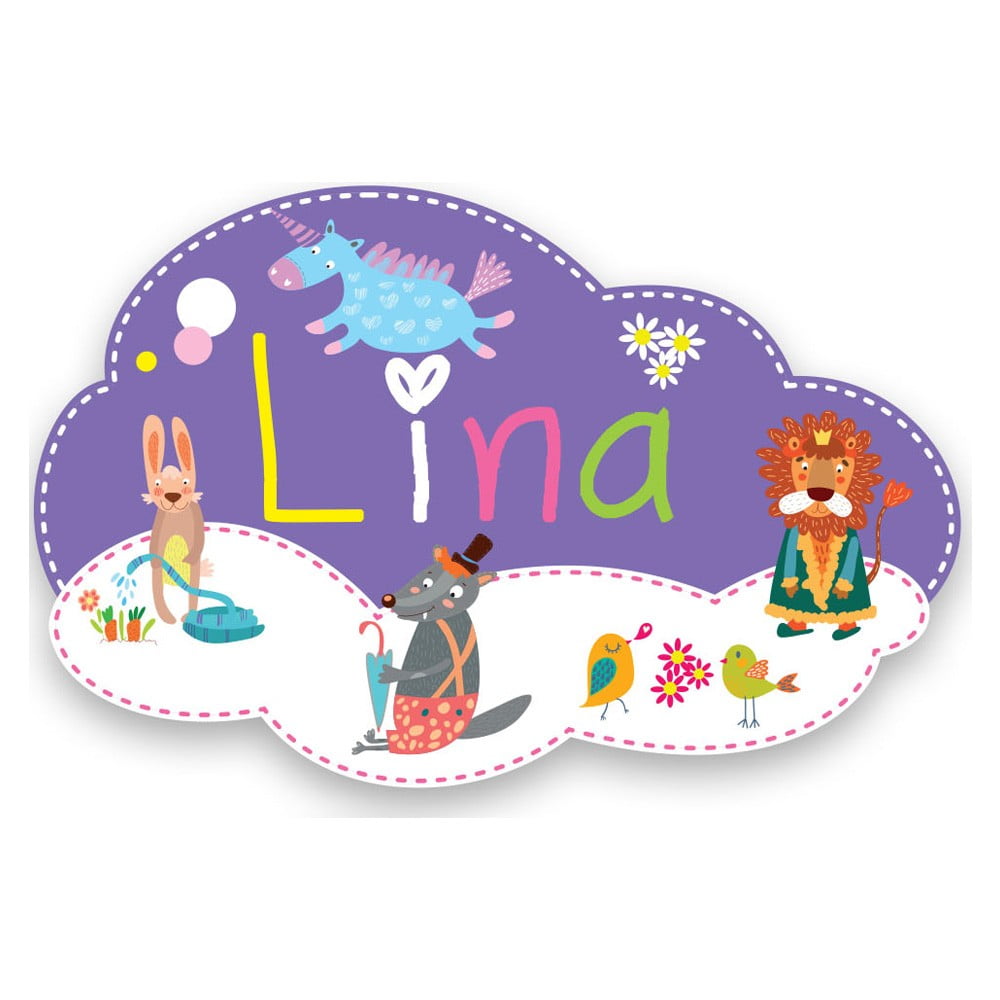 Plaque de porte en bois prénom Lina