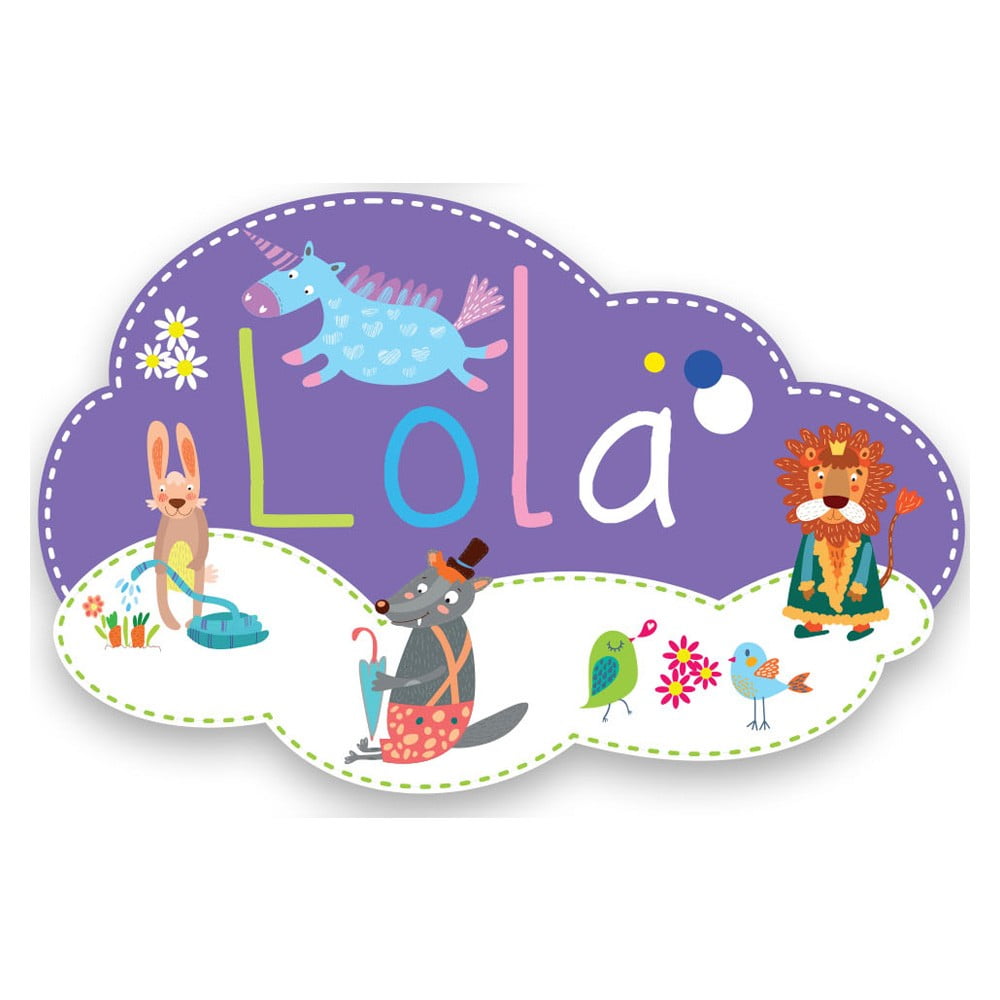 Plaque de porte en bois prénom Lola
