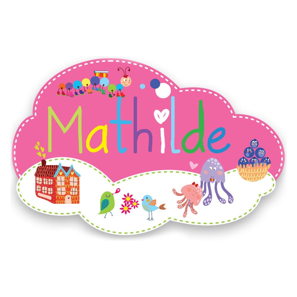 Plaque de porte en bois prénom Mathilde