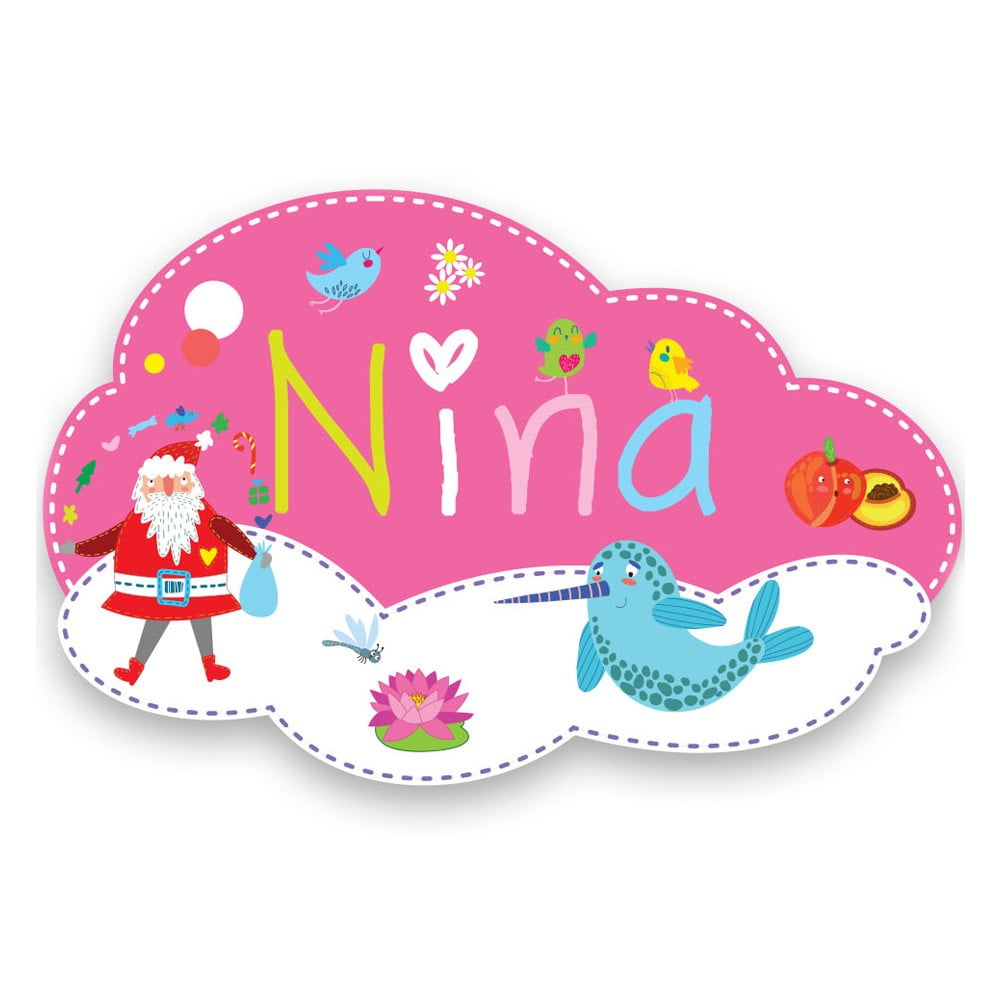 Plaque de porte en bois prénom Nina