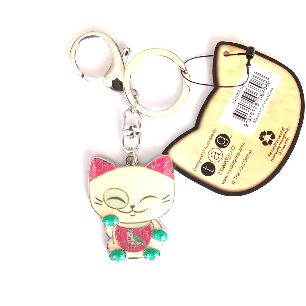 Porte clés Mani The Lucky Cat Blanc